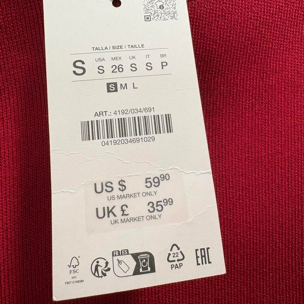 NWT Zara Red Long Combination Knit Dress - Picture 3 of 4